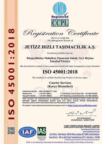 Jetizz ISO 45001 Belgesi